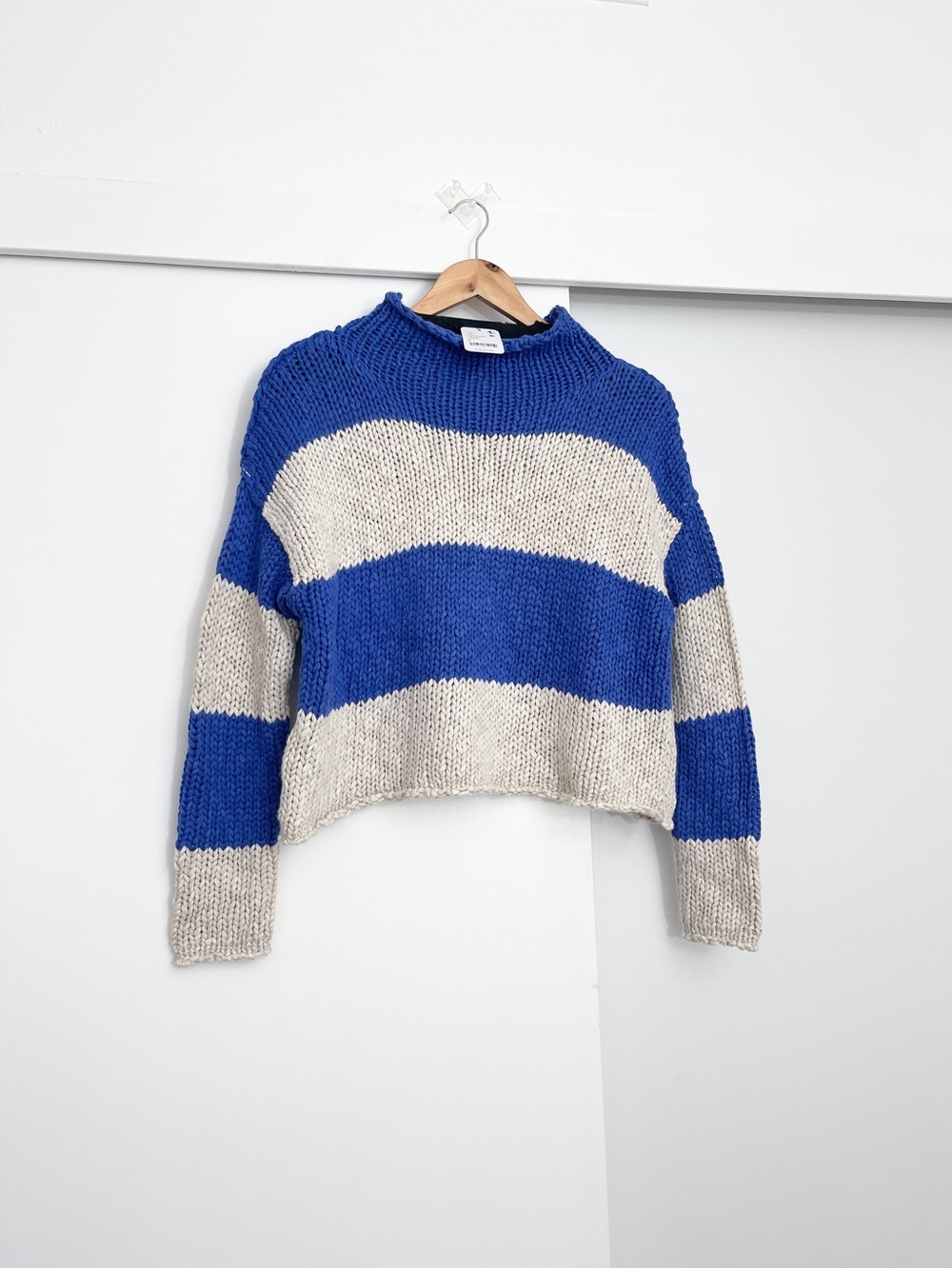 NWT Free People Opal Rollneck Chunky Knit Striped Sweater Pullover Size Small